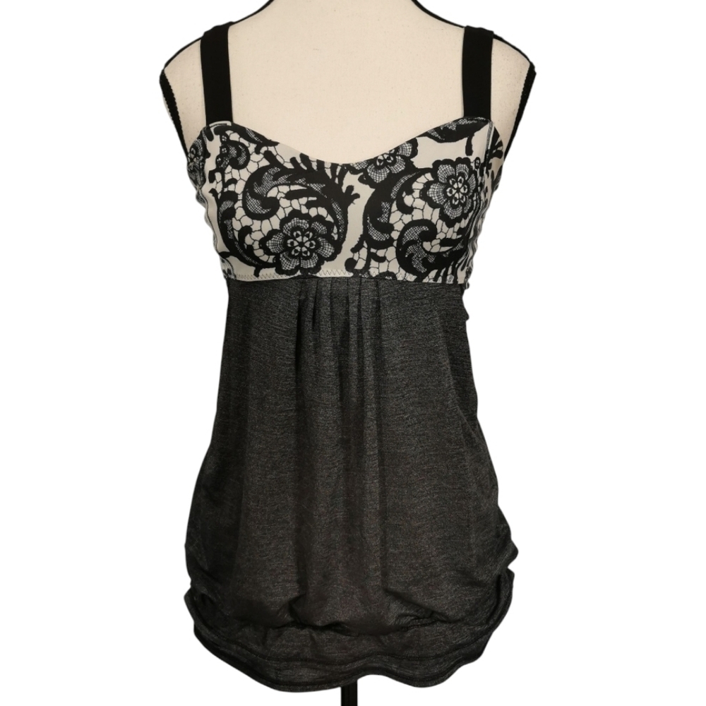 Lululemon Run Back On Track Black & White Tank - Sz S